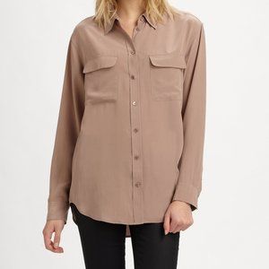 Equipment Silk Shirt Button DownTaupe Sz Medium